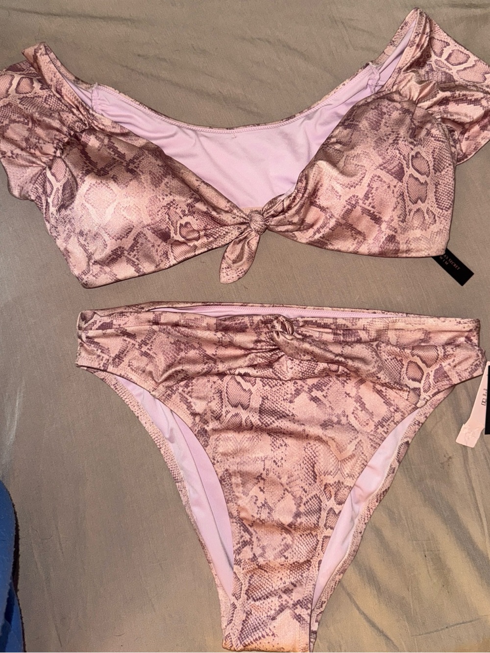 Victoria's Secret Pink and Taupe Snake Print Bikini Set